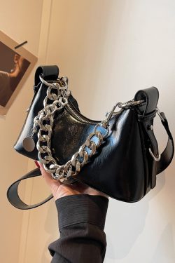Handmade Women's Textured Chain Crossbody Bag - 2025 New Style Shoulder Underarm Bag for Chic Everyday Wear