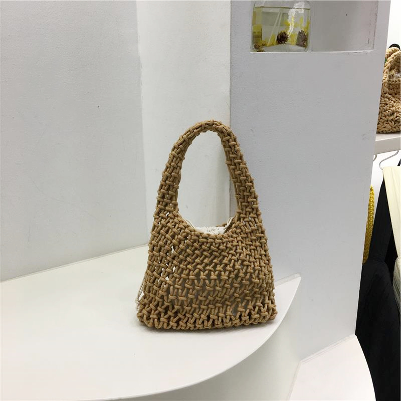 Handmade Woven Tote Bag - Cute Cotton Linen Hollow Net Beach Bag - Korean Style Handheld Accessory from Dongdaemun Handmade Woven Tote Bag - Cute Cotton Linen Hollow Net Beach Bag - Korean Style Handheld Accessory from Dongdaemun