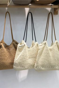 Handmade Woven Tote Bag - Retro Forest Style Cotton Shoulder Bag for Casual Vacations - Literary-Inspired Niche Design