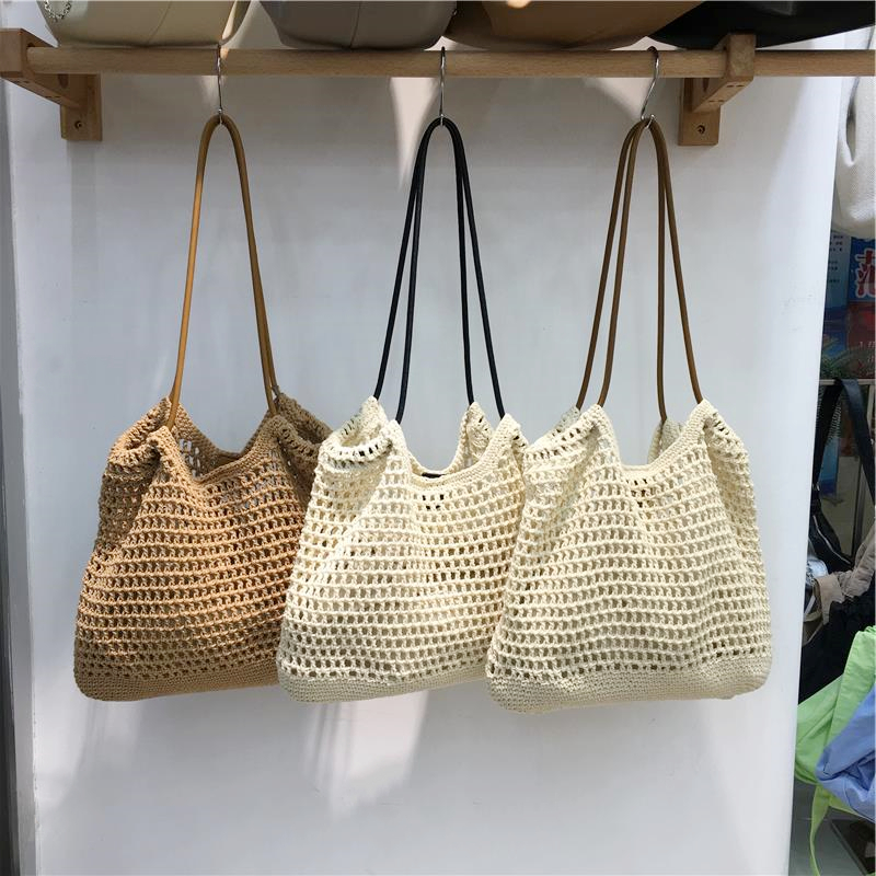 Handmade Woven Tote Bag - Retro Forest Style Cotton Shoulder Bag for Casual Vacations - Literary-Inspired Niche Design Handmade Woven Tote Bag - Retro Forest Style Cotton Shoulder Bag for Casual Vacations - Literary-Inspired Niche Design