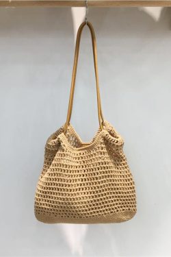 Handmade Woven Tote Bag - Retro Forest Style Cotton Shoulder Bag for Casual Vacations - Literary-Inspired Niche Design