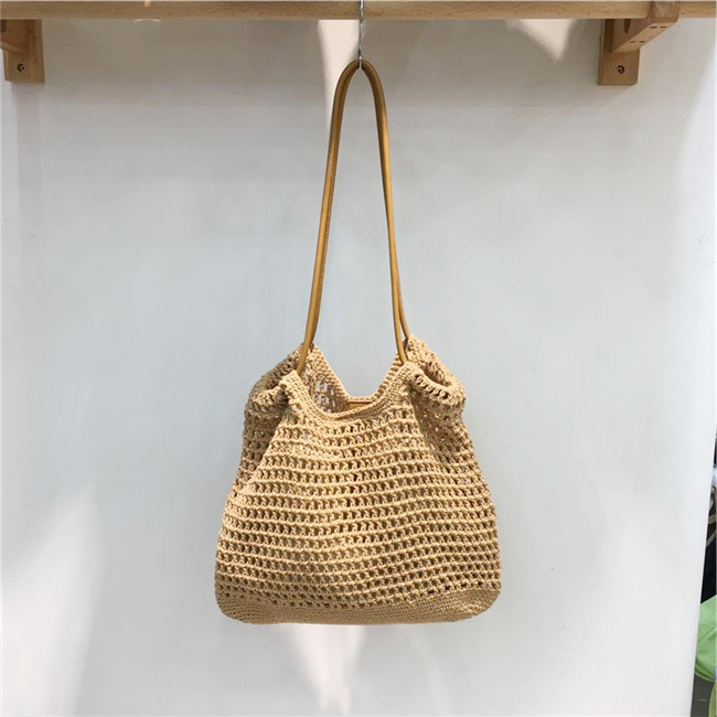 Handmade Woven Tote Bag - Retro Forest Style Cotton Shoulder Bag for Casual Vacations - Literary-Inspired Niche Design Handmade Woven Tote Bag - Retro Forest Style Cotton Shoulder Bag for Casual Vacations - Literary-Inspired Niche Design