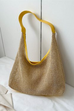 Handwoven Women's Vintage Tote Bag - Trendy Straw Woven Shoulder Bag with Large Capacity for Everyday Use