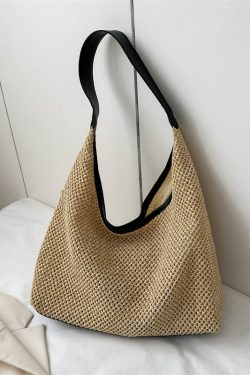 Handwoven Women's Vintage Tote Bag - Trendy Straw Woven Shoulder Bag with Large Capacity for Everyday Use