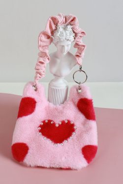 Heart-Shaped Plush Tote Bag for Women - Cute Casual Shoulder & Crossbody Bag in Sweet Cool Style for Autumn & Winter