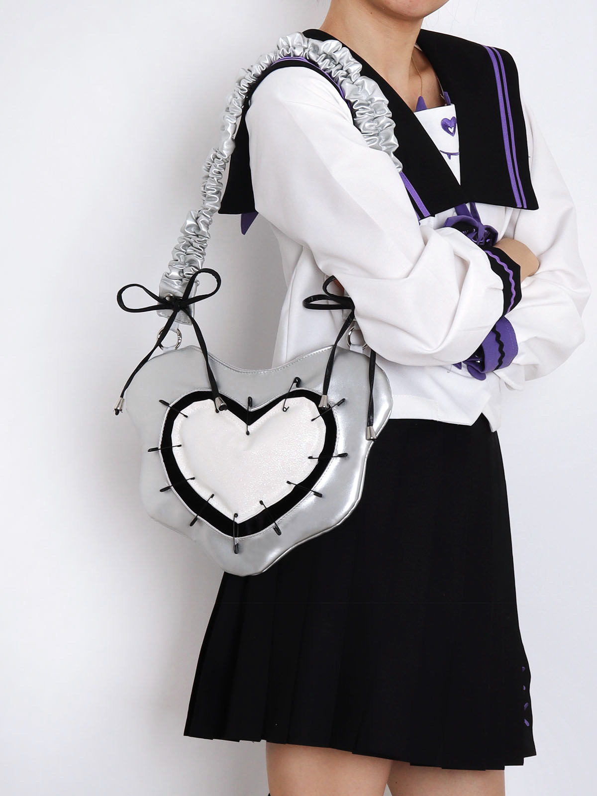 Heart Underarm Bag for JK Students - Sweet Cool Girl Versatile Shoulder Crossbody Lolita Style Fashion Bag Heart Underarm Bag for JK Students - Sweet Cool Girl Versatile Shoulder Crossbody Lolita Style Fashion Bag