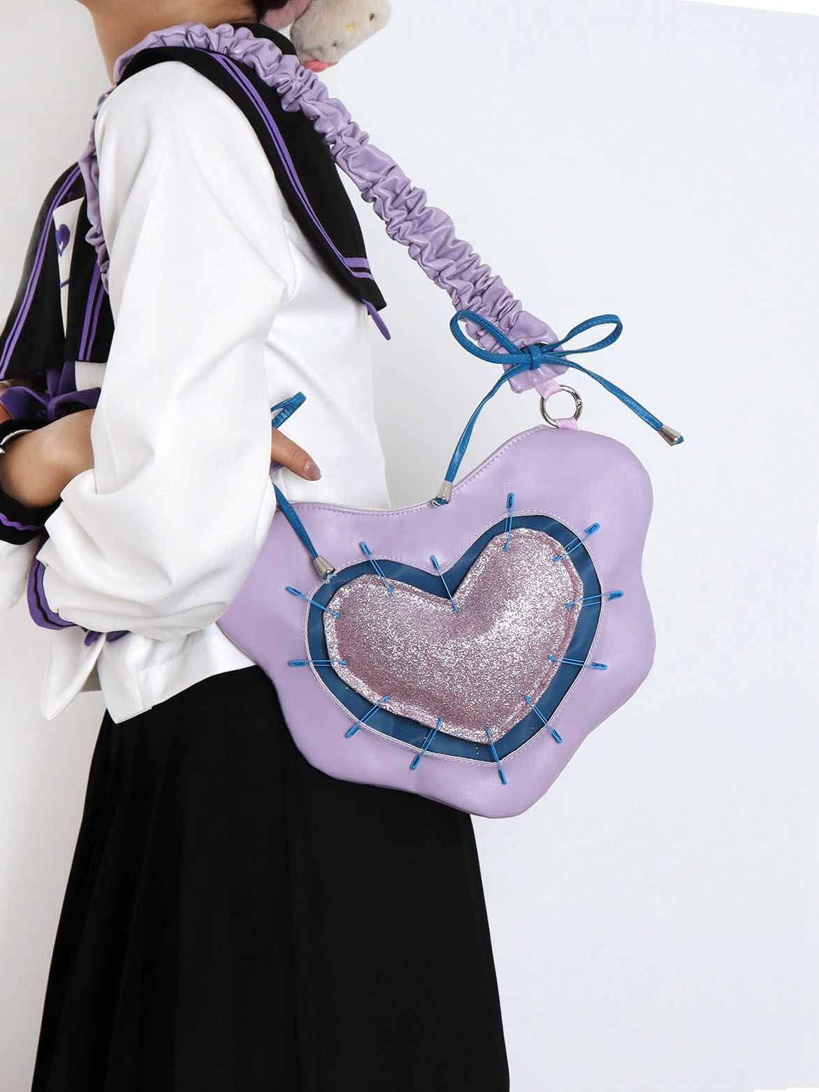 Heart Underarm Bag for JK Students - Sweet Cool Girl Versatile Shoulder Crossbody Lolita Style Fashion Bag Heart Underarm Bag for JK Students - Sweet Cool Girl Versatile Shoulder Crossbody Lolita Style Fashion Bag