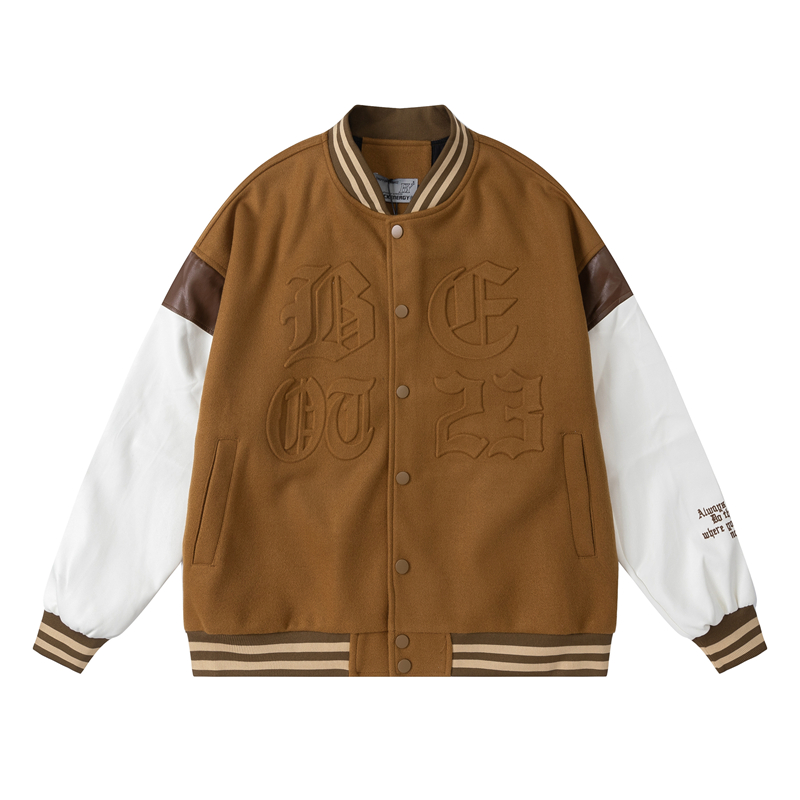 Heartbeat Signal Hip-Hop Letter Woolen Spliced Baseball Jacket for Men and Women - Loose Couples Outerwear, Y2K Style Heartbeat Signal Hip-Hop Letter Woolen Spliced Baseball Jacket for Men and Women - Loose Couples Outerwear, Y2K Style