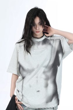 Heavy-Duty American-Style Gray Short Sleeve T-Shirt for Women - "Sit and Eat Until the Mountains Are Empty" - Casual Loose Fit