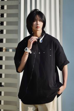 Heavy-Duty Embroidered Short Sleeve T-Shirt for Men - Simple Versatile Japanese Style Top for Spring and Summer Fashion