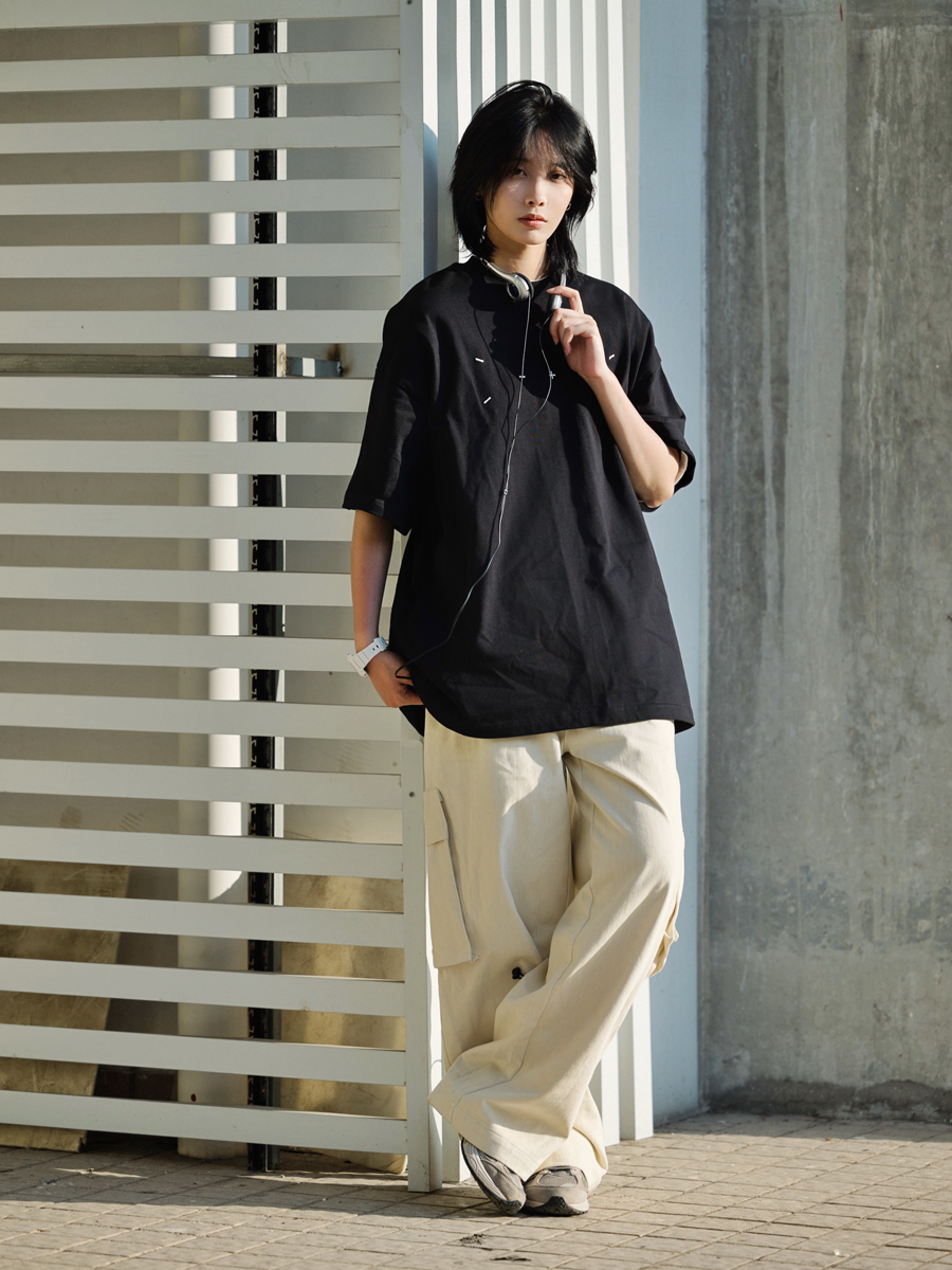 Heavy-Duty Embroidered Short Sleeve T-Shirt for Men - Simple Versatile Japanese Style Top for Spring and Summer Fashion Heavy-Duty Embroidered Short Sleeve T-Shirt for Men - Simple Versatile Japanese Style Top for Spring and Summer Fashion