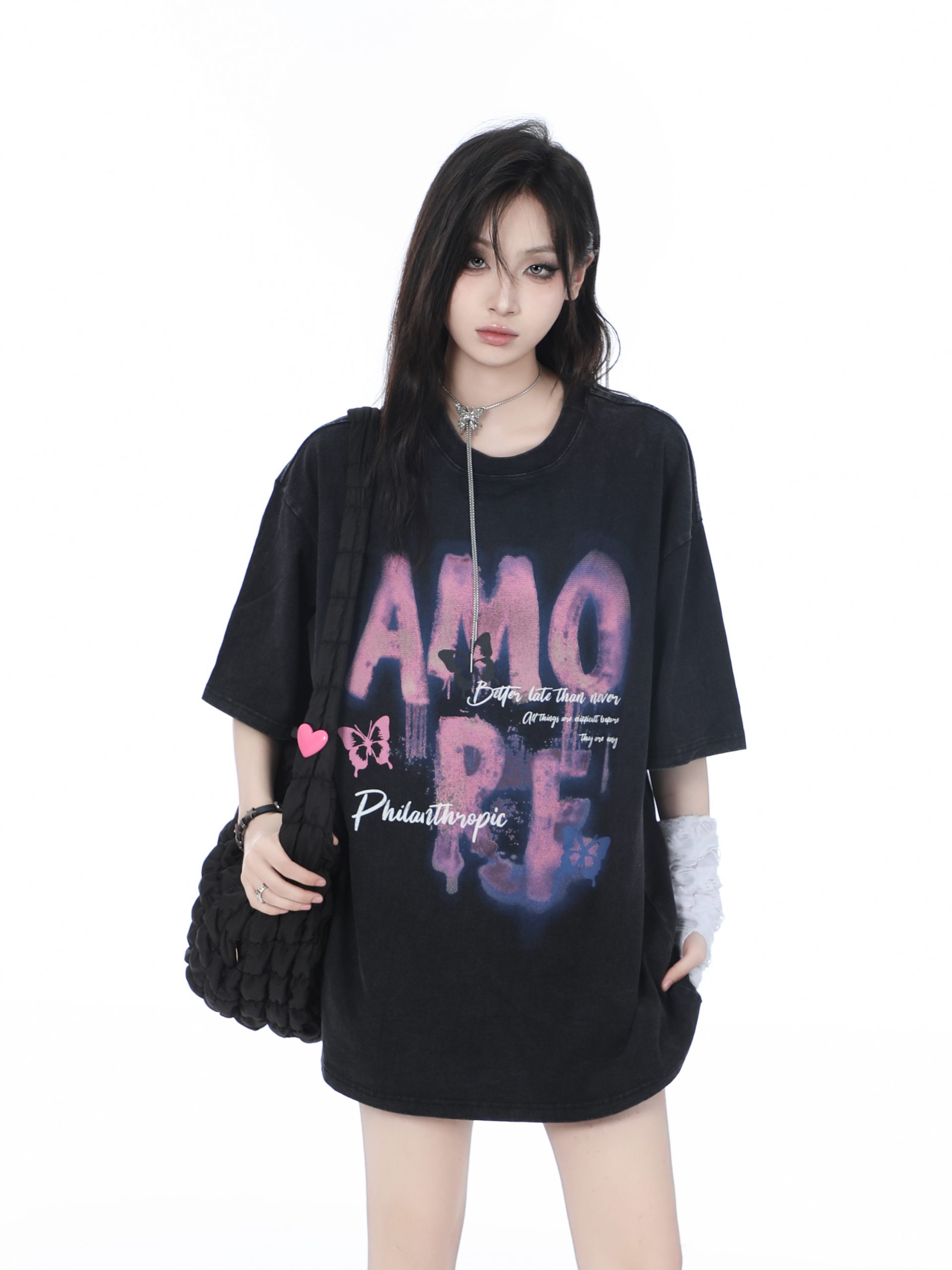 Heavy-Duty Washed Cotton Short-Sleeve T-Shirt for Women - American Trendy Summer Loose Fit, INS Style, Casual Mountain Print Heavy-Duty Washed Cotton Short-Sleeve T-Shirt for Women - American Trendy Summer Loose Fit, INS Style, Casual Mountain Print