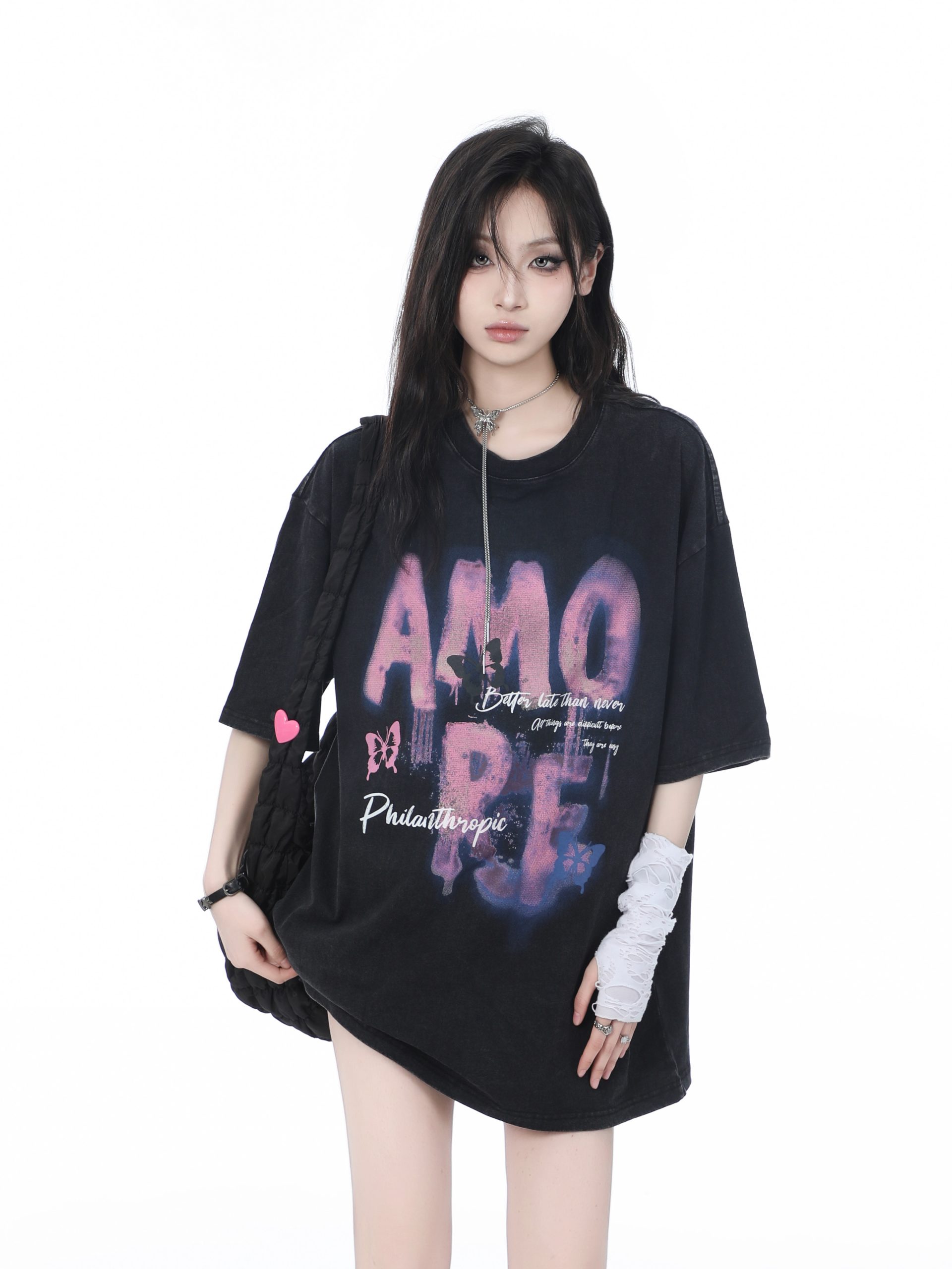 Heavy-Duty Washed Cotton Short-Sleeve T-Shirt for Women - American Trendy Summer Loose Fit, INS Style, Casual Mountain Print Heavy-Duty Washed Cotton Short-Sleeve T-Shirt for Women - American Trendy Summer Loose Fit, INS Style, Casual Mountain Print