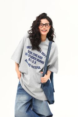 Heavyweight American Vintage Flocked Letter Short Sleeve T-Shirt for Women - Loose Fit, Versatile Summer Tee, 90s Inspired Fashion