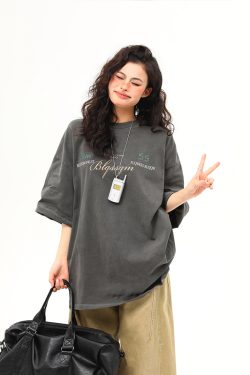 Heavyweight American Vintage Wash Short Sleeve T-Shirt for Men and Women, Loose Fit, Versatile Couple Top, Retro Style Fashion