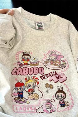 Heavyweight Embroidered Cartoon T-Shirt for Women - Cute Short Sleeve Summer Top in Gray - Age-Reducing Pure Cotton, 2025 Fashion