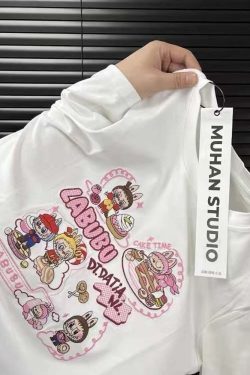 Heavyweight Embroidered Cartoon T-Shirt for Women - Cute Short Sleeve Summer Top in Gray - Age-Reducing Pure Cotton, 2025 Fashion