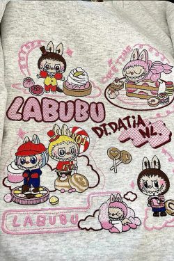 Heavyweight Embroidered Cartoon T-Shirt for Women - Cute Short Sleeve Summer Top in Gray - Age-Reducing Pure Cotton, 2025 Fashion