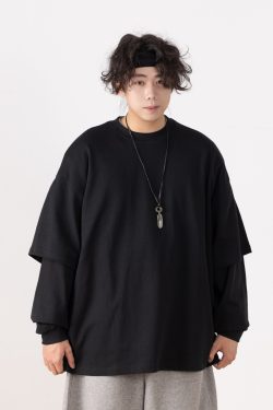 Heavyweight Two-Piece Long Sleeve T-Shirt for Men - Regular Fit Casual Base Layer Top for Spring and Autumn Fashion