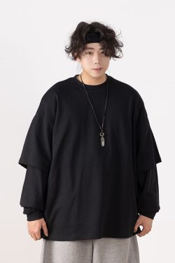 Heavyweight Two-Piece Long Sleeve T-Shirt for Men - Regular Fit Casual Base Layer Top for Spring and Autumn Fashion