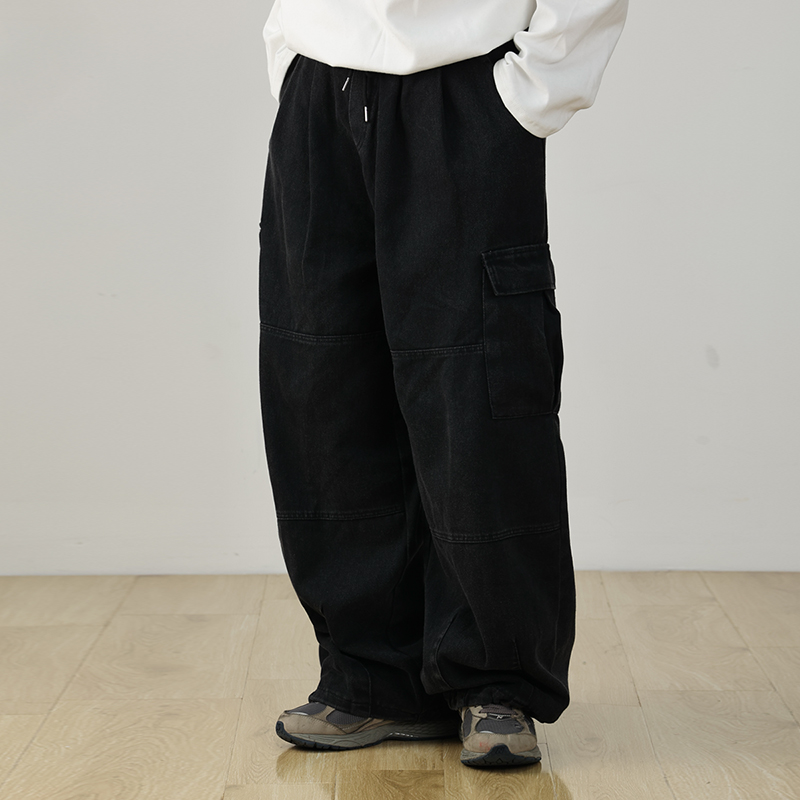 Heavyweight Vintage Japanese Denim Pants for Men | Loose Fit Elastic Waist Workwear Trousers | Casual Spring Autumn Style Heavyweight Vintage Japanese Denim Pants for Men | Loose Fit Elastic Waist Workwear Trousers | Casual Spring Autumn Style