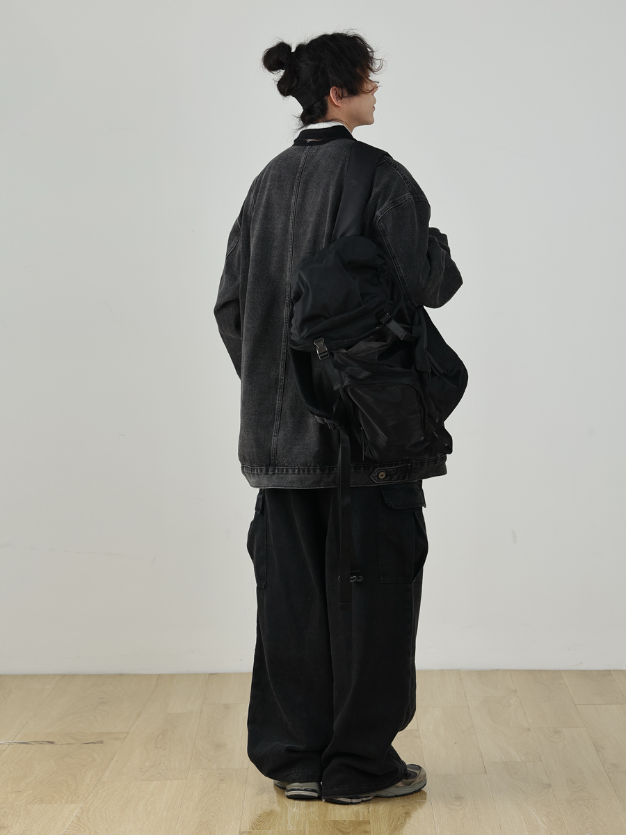 Heavyweight Vintage Japanese Denim Pants for Men | Loose Fit Elastic Waist Workwear Trousers | Casual Spring Autumn Style Heavyweight Vintage Japanese Denim Pants for Men | Loose Fit Elastic Waist Workwear Trousers | Casual Spring Autumn Style