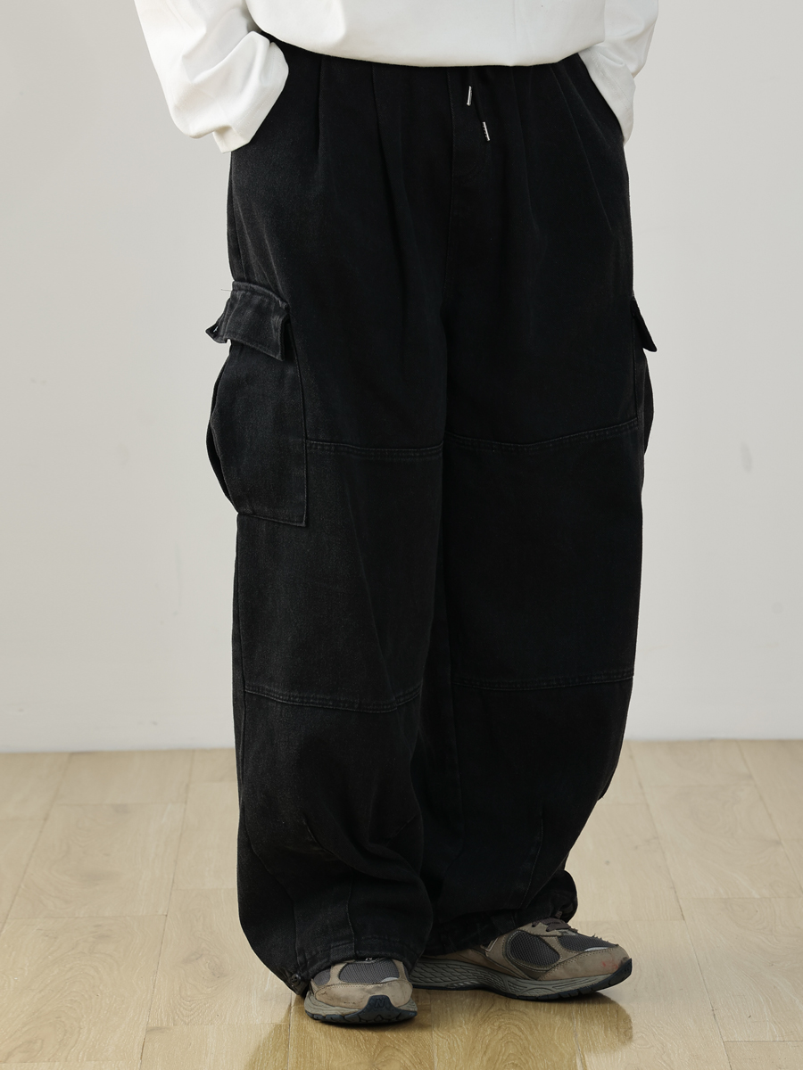 Heavyweight Vintage Japanese Denim Pants for Men | Loose Fit Elastic Waist Workwear Trousers | Casual Spring Autumn Style Heavyweight Vintage Japanese Denim Pants for Men | Loose Fit Elastic Waist Workwear Trousers | Casual Spring Autumn Style