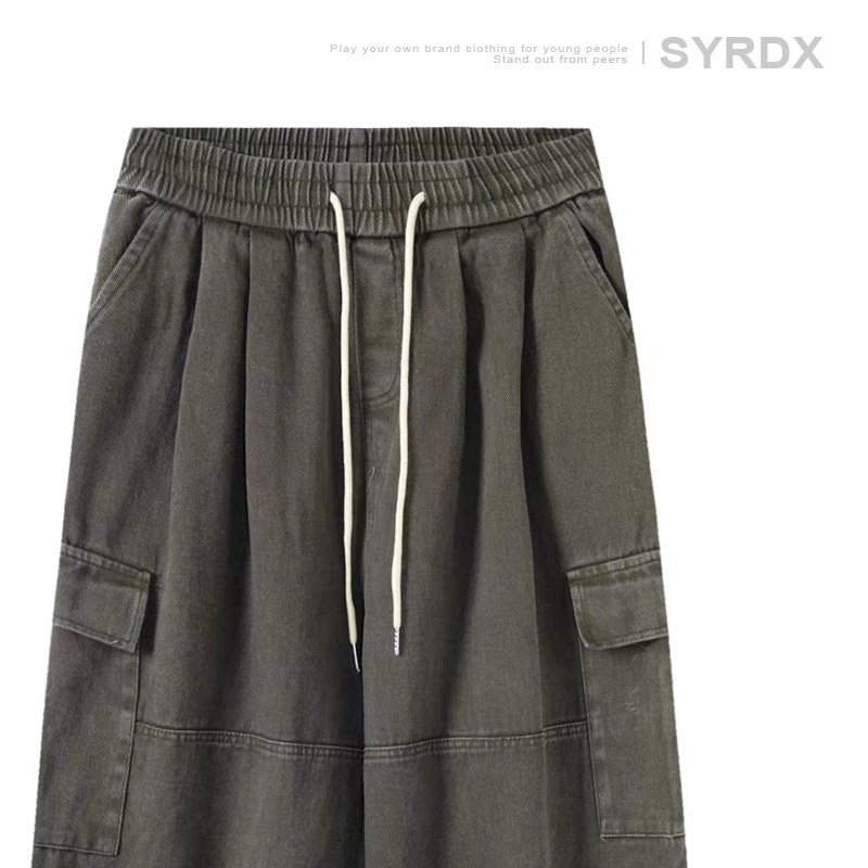 Heavyweight Vintage Japanese Denim Pants for Men | Loose Fit Elastic Waist Workwear Trousers | Casual Spring Autumn Style Heavyweight Vintage Japanese Denim Pants for Men | Loose Fit Elastic Waist Workwear Trousers | Casual Spring Autumn Style