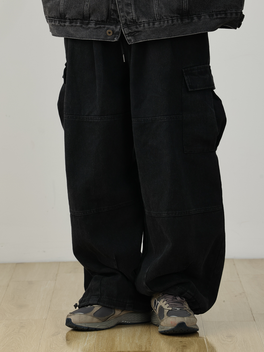 Heavyweight Vintage Japanese Denim Pants for Men | Loose Fit Elastic Waist Workwear Trousers | Casual Spring Autumn Style Heavyweight Vintage Japanese Denim Pants for Men | Loose Fit Elastic Waist Workwear Trousers | Casual Spring Autumn Style