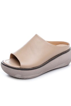 Height-Increasing Retro Casual Thick-Soled Breathable Italian Leather Sandals for Women - 7cm Platform Summer Footwear