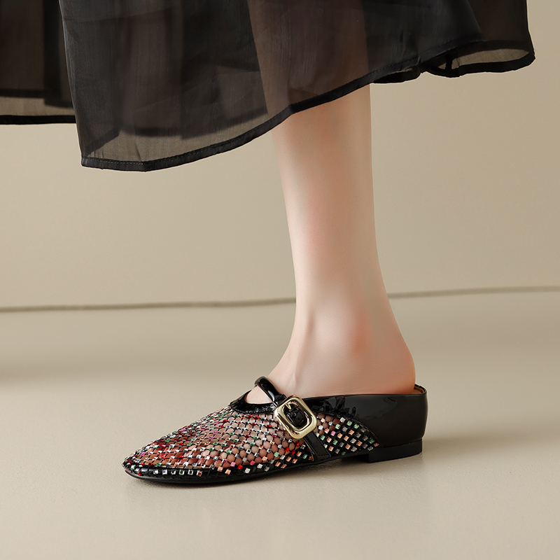 Height-Increasing Slippers with Colorful Rhinestones, Hollow Mesh, Breathable Sandals - Stylish 3.5cm Platform Footwear Height-Increasing Slippers with Colorful Rhinestones, Hollow Mesh, Breathable Sandals - Stylish 3.5cm Platform Footwear