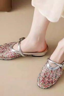Height-Increasing Slippers with Colorful Rhinestones, Hollow Mesh, Breathable Sandals - Stylish 3.5cm Platform Footwear