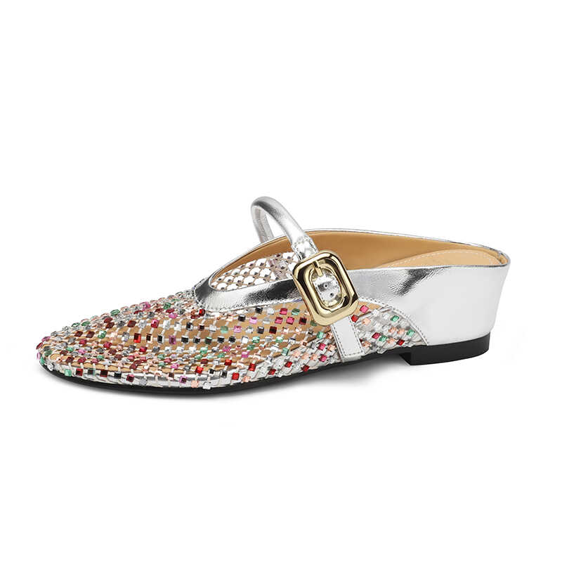 Height-Increasing Slippers with Colorful Rhinestones, Hollow Mesh, Breathable Sandals - Stylish 3.5cm Platform Footwear Height-Increasing Slippers with Colorful Rhinestones, Hollow Mesh, Breathable Sandals - Stylish 3.5cm Platform Footwear