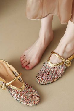 Height-Increasing Slippers with Colorful Rhinestones, Hollow Mesh, Breathable Sandals - Stylish 3.5cm Platform Footwear