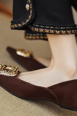 Height-Increasing Suede Loafers with Rhinestones - Italian Corso Venezia Style, 3cm Elevation, Elegant Banquet Flat Shoes