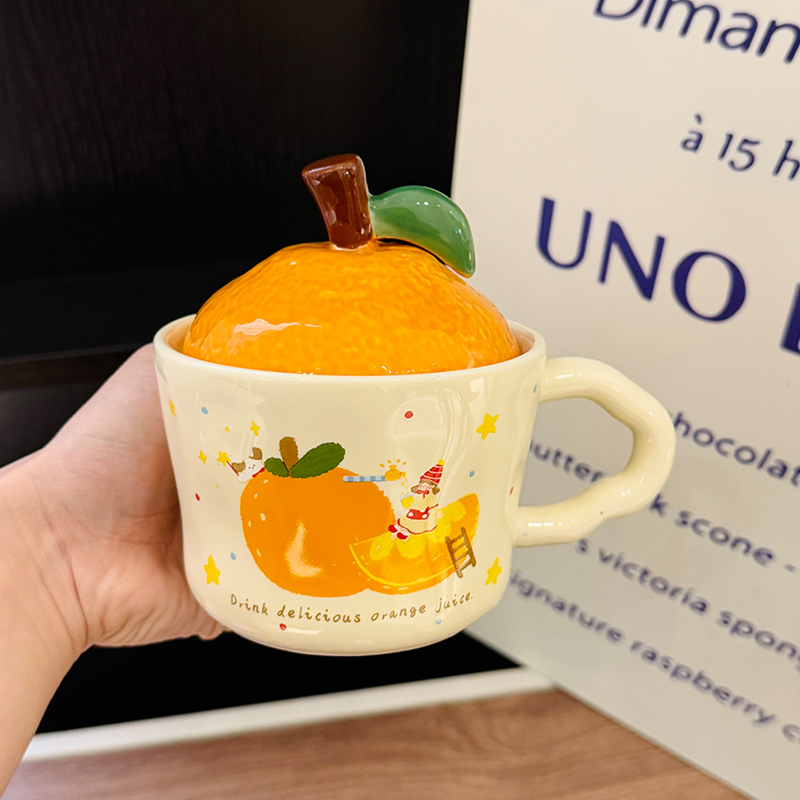 High Aesthetic Orange Ceramic Mug with Lid and Spoon - Perfect Birthday and Graduation Gift for Girls High Aesthetic Orange Ceramic Mug with Lid and Spoon - Perfect Birthday and Graduation Gift for Girls