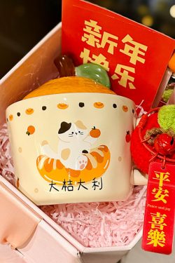 High Aesthetic Orange Ceramic Mug with Lid and Spoon - Perfect Birthday and Graduation Gift for Girls