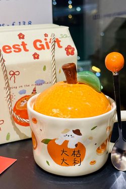 High Aesthetic Orange Ceramic Mug with Lid and Spoon - Perfect Birthday and Graduation Gift for Girls