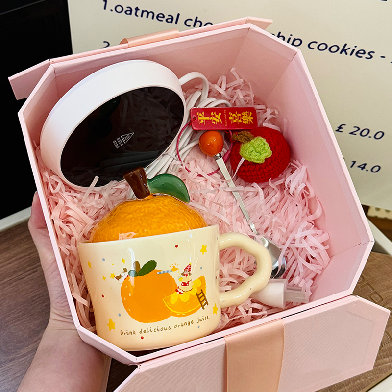 High Aesthetic Orange Ceramic Mug with Lid and Spoon - Perfect Birthday and Graduation Gift for Girls High Aesthetic Orange Ceramic Mug with Lid and Spoon - Perfect Birthday and Graduation Gift for Girls