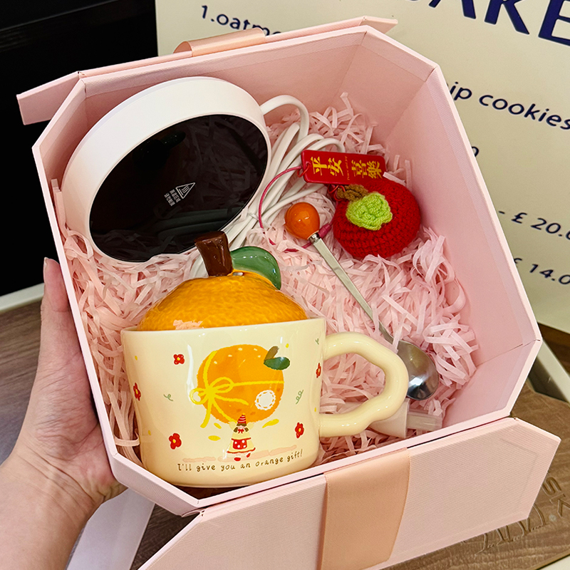 High Aesthetic Orange Ceramic Mug with Lid and Spoon - Perfect Birthday and Graduation Gift for Girls High Aesthetic Orange Ceramic Mug with Lid and Spoon - Perfect Birthday and Graduation Gift for Girls