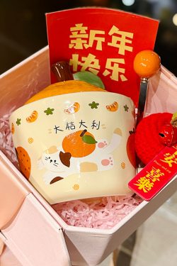 High Aesthetic Orange Ceramic Mug with Lid and Spoon - Perfect Birthday and Graduation Gift for Girls