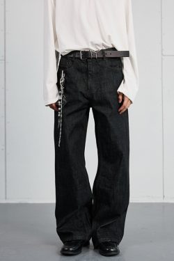 High-End Black Denim Jeans for Men and Women | Narrow A-Line Straight Wide-Leg Pants | Trendy Fashion for Modern Style