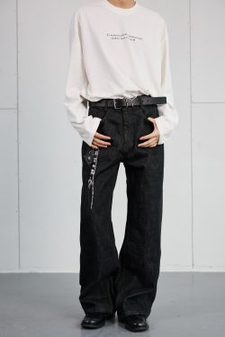 High-End Black Denim Jeans for Men and Women | Narrow A-Line Straight Wide-Leg Pants | Trendy Fashion for Modern Style