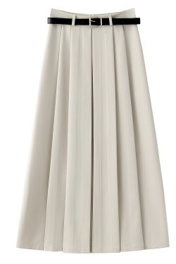 High-End Black High-Waisted Midi Skirt for Women - Slimming A-Line Pleated Design, Spring Summer 2025 Fashion Essential