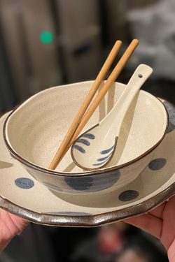 High-End Ceramic Enamel Underglaze Rice Bowl and Plate Set, Creative Cabbage Design, Fresh Niche Tableware for Stylish Dining