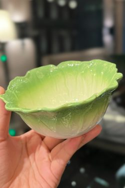 High-End Ceramic Enamel Underglaze Rice Bowl and Plate Set, Creative Cabbage Design, Fresh Niche Tableware for Stylish Dining