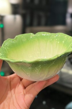 High-End Ceramic Enamel Underglaze Rice Bowl and Plate Set, Creative Cabbage Design, Fresh Niche Tableware for Stylish Dining