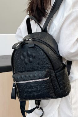 High-End Crocodile Pattern M-Shaped Backpack for Women - Trendy 2025 Fashion School Bag