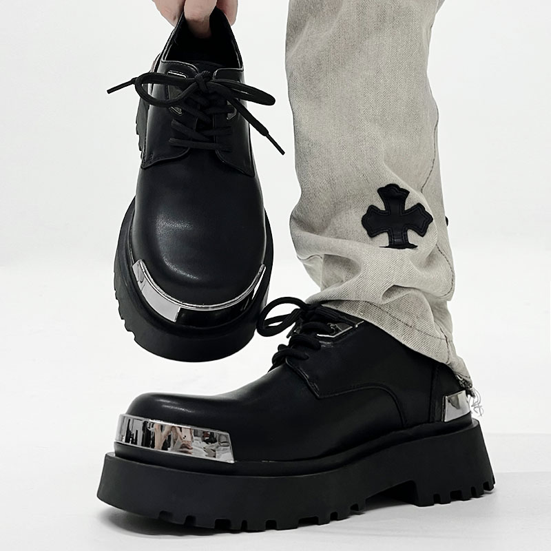 High-End Genuine Leather Derby Shoes for Men, Round Toe, Thick-Soled, British Style, Height-Increasing, Niche High Street Fashion High-End Genuine Leather Derby Shoes for Men, Round Toe, Thick-Soled, British Style, Height-Increasing, Niche High Street Fashion