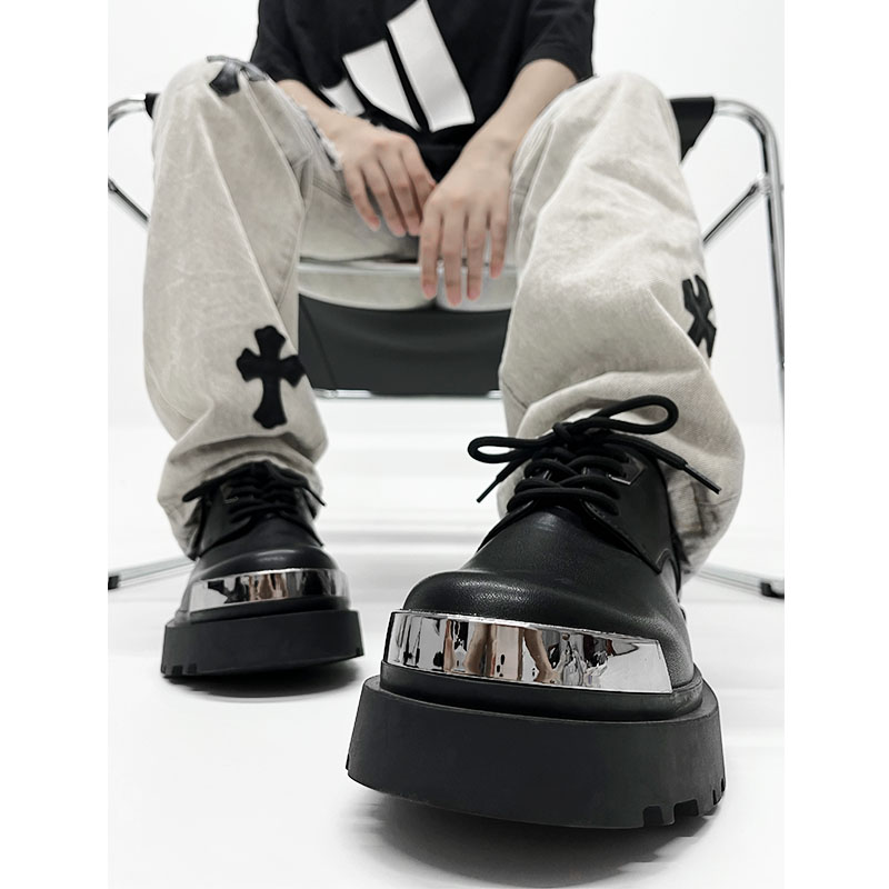 High-End Genuine Leather Derby Shoes for Men, Round Toe, Thick-Soled, British Style, Height-Increasing, Niche High Street Fashion High-End Genuine Leather Derby Shoes for Men, Round Toe, Thick-Soled, British Style, Height-Increasing, Niche High Street Fashion